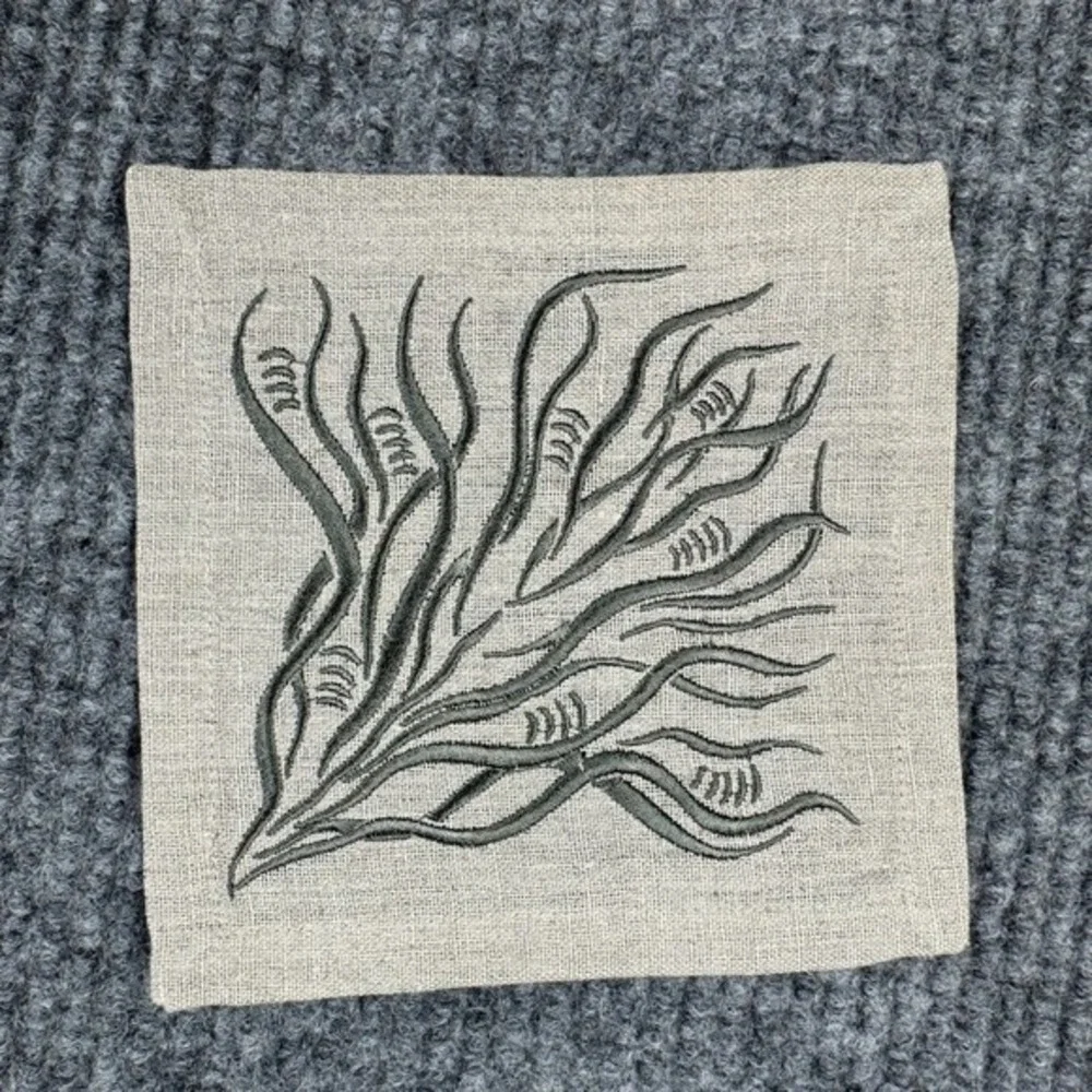 Viabrava 100% Linen Embroidered Napkins 68 Pieces Ocean Botanical Tropical‎